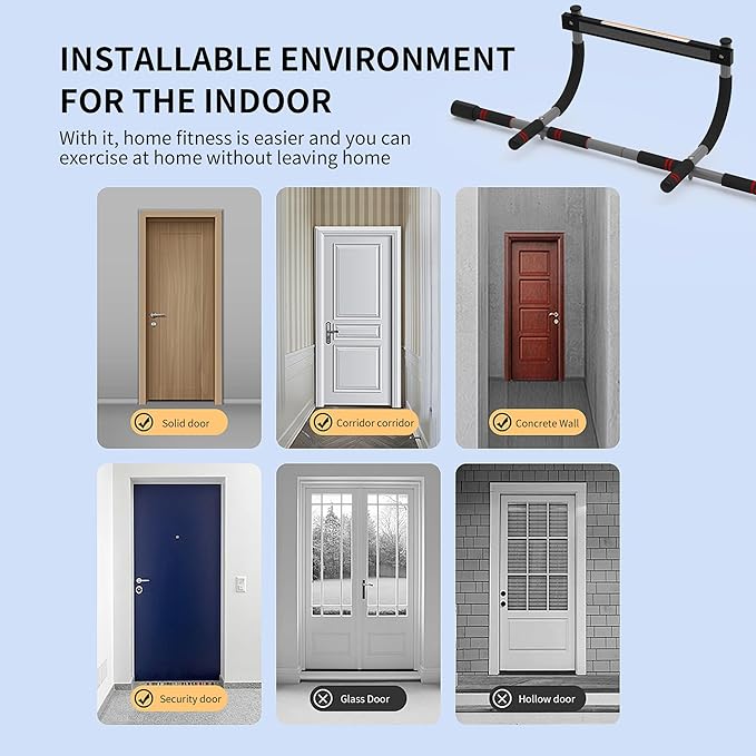 leikefitness Pull-Up Bar For Door Frame Adjustable Portable Upper Body Fitness Workout For Home Gyms