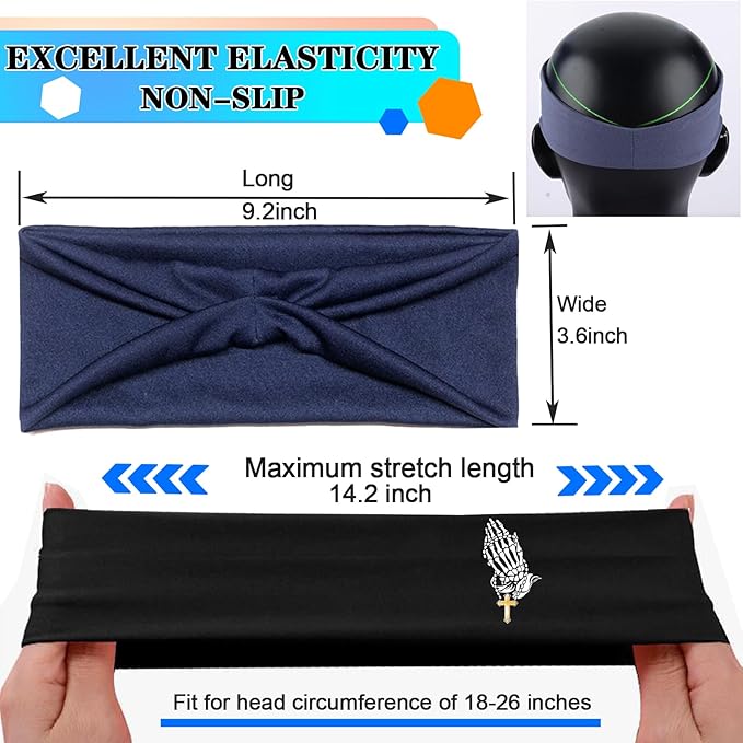 3pcs Sports Sweat Bands Headbands Men Head Sweat Band Headbands for Men Skull Sweatbands Mens Women
