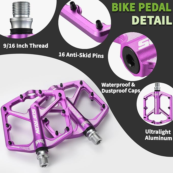 MTB Bike Pedals, Lightweight Bicycle Pedals for BMX/MTB -Universal Lightweight Aluminum Alloy Platform Pedal