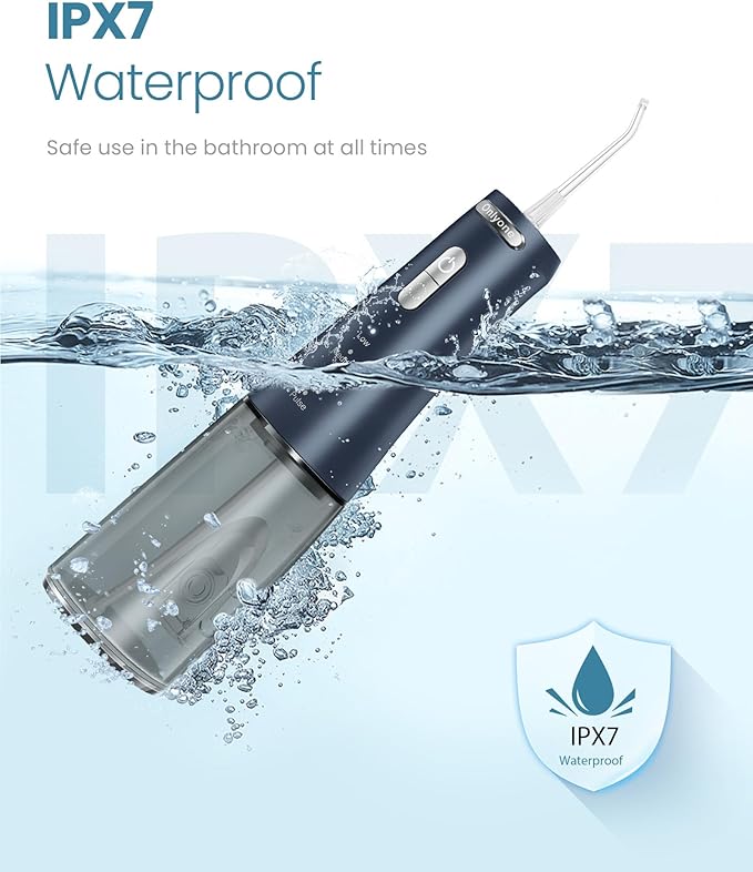 Onlyone Water Dental Flosser, 300ML Portable Oral Irrigator for Teeth, 4 Modes and 5 Jet Tips,Rechargeable Irrigation Cleaner,Electric Flossing Machine Power Flossers & Irrigator Accessories Blue