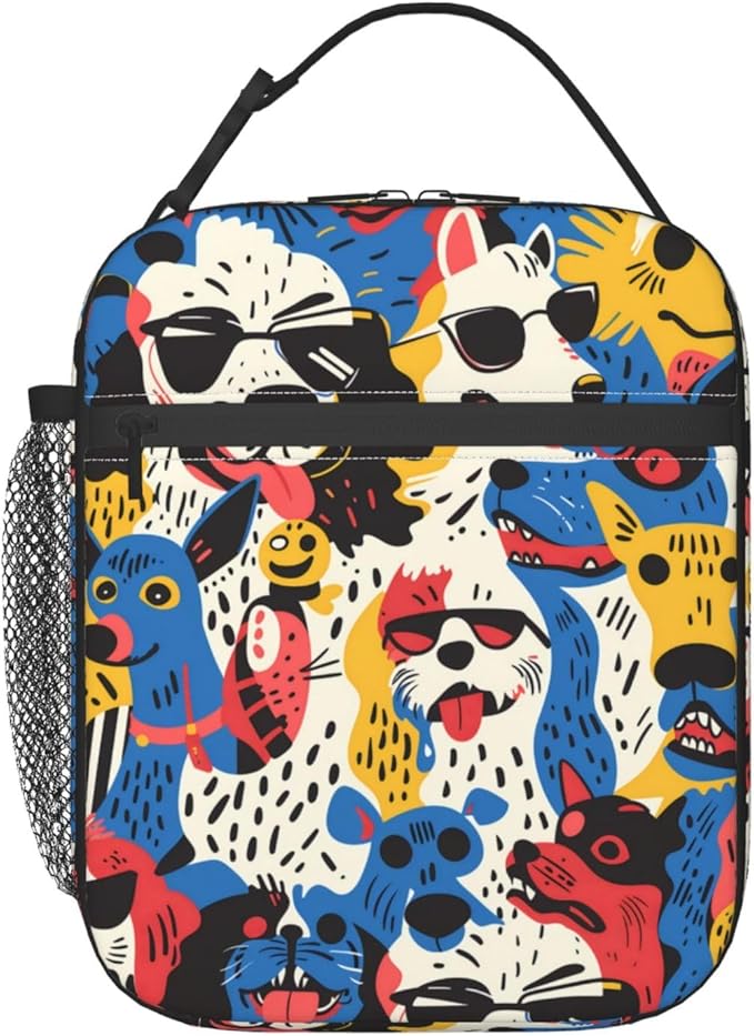 Insulated Lunch Box for Women Men, Dog Lunch Box Reusable Portable Lunch Bag Cooler Tote Waterproof Lunch Container for Office Picnic Work Travel