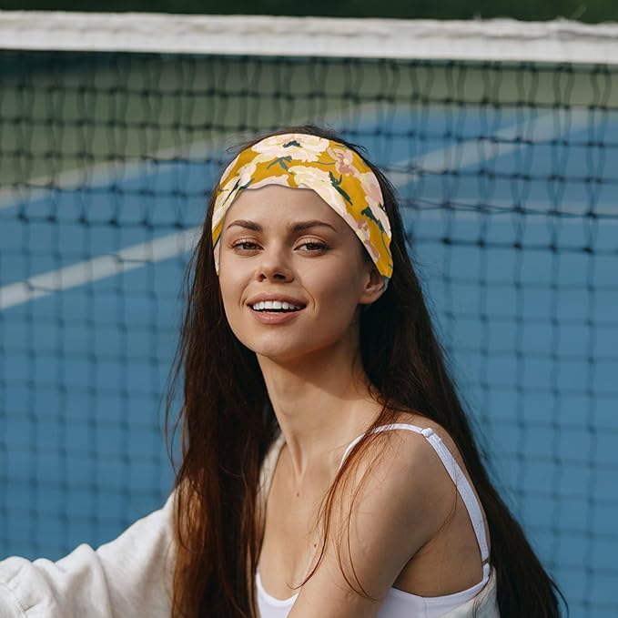 Women's Headband Yoga Workout Exercise Headbands Elastic Hair Band for Women’s Hair, Flower