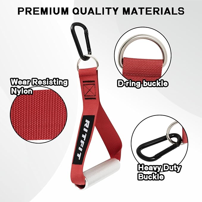 RitFit Exercise Handles for Cable Machine, Aluminum Alloy Gym Handles for Power Rack Attachments, Resistance Band Handles with Cable Crossover System & Triceps Pushdown