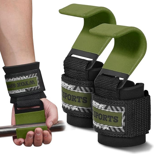 WYOX Weight Lifting Hooks for Men & Women (Pair) – Heavy Duty Wrist Support Straps with Hooks for Deadlifts, Pull Ups, Shrugs – Gym Lifting Straps with Grip Assist for Weightlifting & Strength Training
