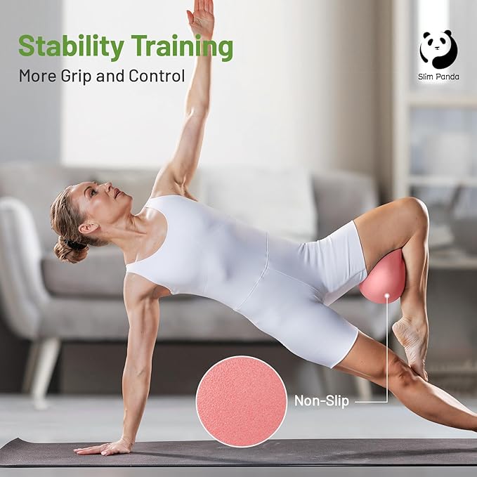Slim Panda Pilates Ball, 9 Inch Small Exercise Ball, Anti Burst Mini Yoga Ball for Stability, Workout, Barre, Core Strength, Physical Therapy, Balance, Stretching