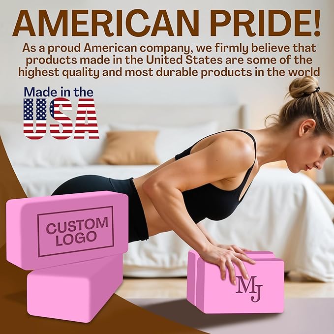 Personalized Yoga Blocks 2 Pack with Custom Design, Yoga Blocks for Women, Exercise blocks Yoga Blocks Soft Non-Slip for Pilates, Meditation, Custom Yoga Accessories