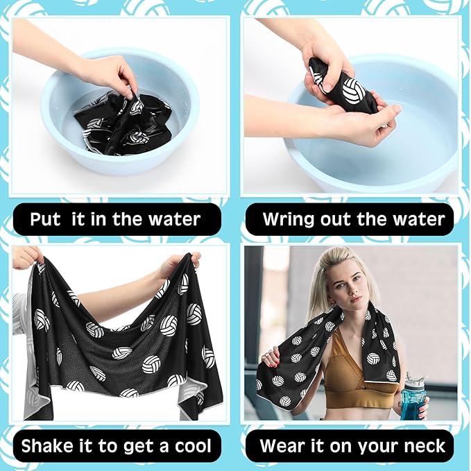 12 Pcs Cooling Towel 40 x 12 Inch Basketball Baseball Football Volleyball Soccer Softball Microfiber Fast Drying Towel for Gift Women Men