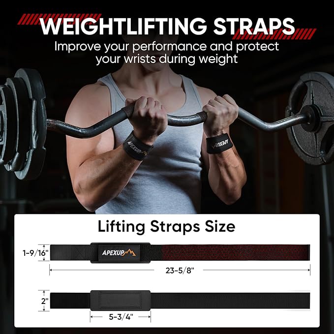 APEXUP Weight Lifting Straps for Weightlifting, Lifting Wrist Straps Gym, Deadlift Strap, Anti Slip Silicone Weightlifting Strap Men Women Powerlifting, Strength Training