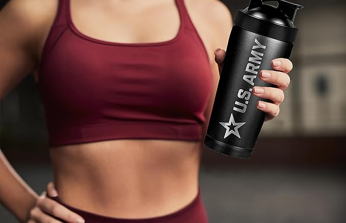 24oz Army Insulated Shaker Bottle - 24oz Water Bottle – Shaker Cup for Protein Shakes - US Army Gifts | Disabled Vet Owned Business | Army Shaker Cup