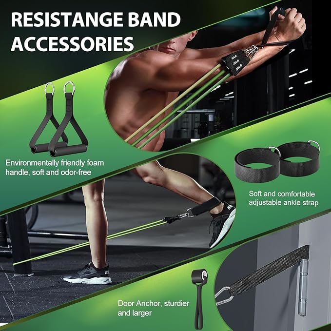 WHATAFIT Resistance Bands, Exercise Bands,Resistance Bands for Working Out, Work Out Bands with Handles for Men and Women Fitness, Strength Training Home Gym Equipment