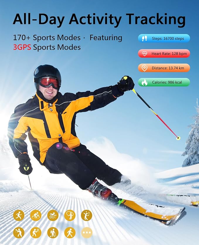 Smart Bracelet for Men Women, Health Activity Fitness Trackers, 24/7 Continuous Heart Rate/Blood Pressure/HRV/Stress Monitor, 24H Sleep Tracker, 170+ Sports Modes Smart Wristband with 2 Bands Free APP