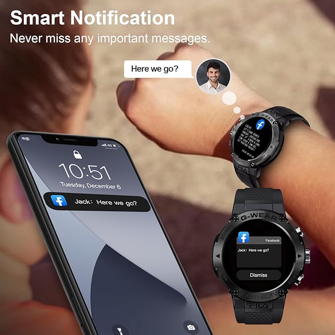 Fila Smart Watch (Answer/Make Calls), 1.32’’ IPS HD Full Touch Screen Smart Watches for Men Women with Sleep/Heart Rate Monitor, Fitness Watch, Activity Tracker with 100+ Sport Modes for Android iOS