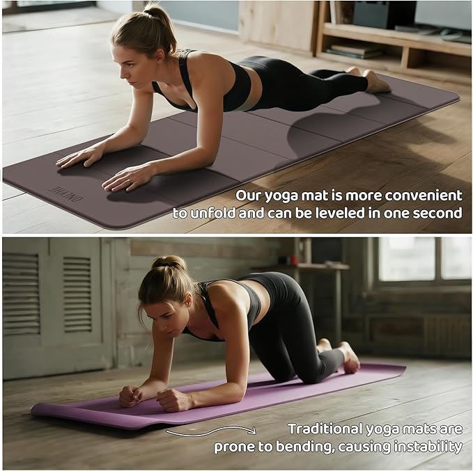 Foldable Yoga Mat,Exercise Mats for Home Workout,Comfortable and Durable,8mm Thick-Portable Folding Mat,Non Slip,Pilates Mat Thick,Outdoor Use,Meditation,Travel,Camping(71"x24" x0.31")