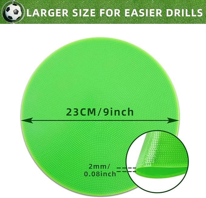 Spot Markers 18 Pcs 9 Inch 10 Inch Non Slip Rubber Agility Markers for Football, Basketball Training Markers,School Activities, Exercise Drills