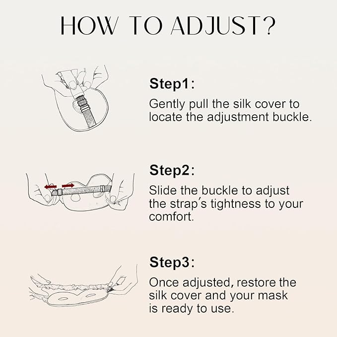 ZIMASILK Adjustable 22 Momme 100% Mulberry Silk Sleep Mask, Upgraded 3D Contoured Cup Eye Mask for Sleeping, Super Soft & Breathable Blindfold, Blackout for Deep Sleeping (Beige)