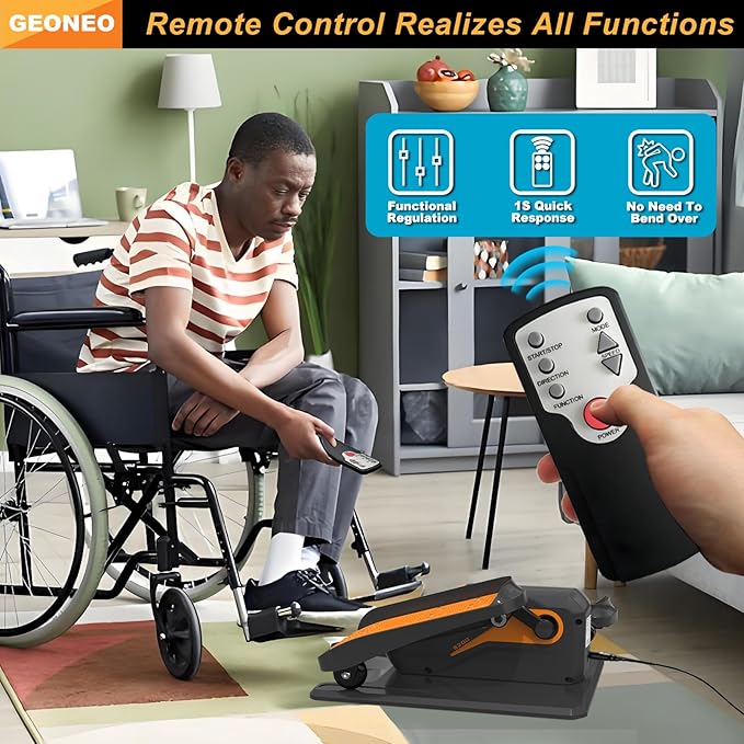 Under Desk Elliptical Machine, Electric Ellipse Leg Exerciser for Senior, Quiet and Compact Electric Seated Pedal Exerciser for Home with Remote Control and 12 Adjustable Speeds