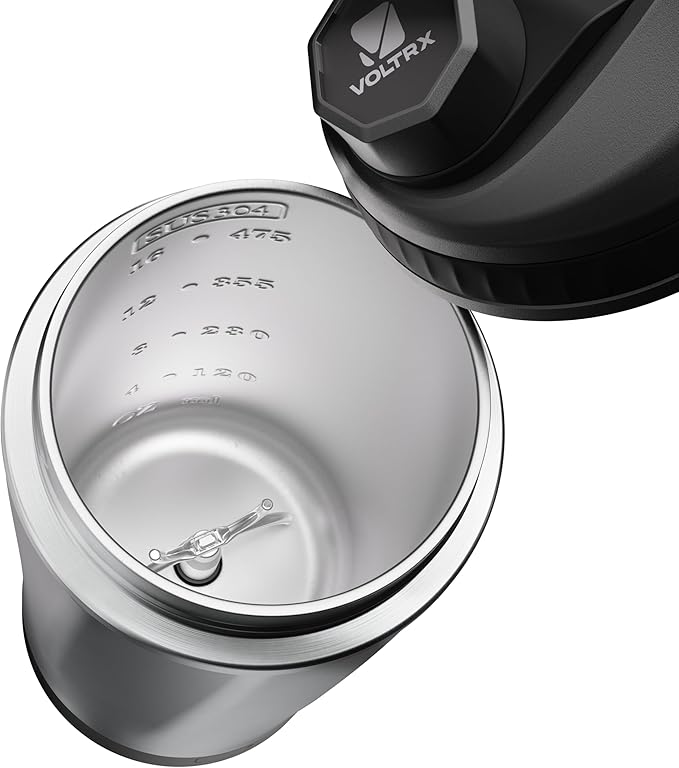 VOLTRX ChillMix Shaker Bottle Insulated Stainless Steel - USB C Rechargeable Electric Protein Shake Mixer, Shaker Cups for Protein Shakes and MealReplacement, Chrome Steel (Misty Lilac)