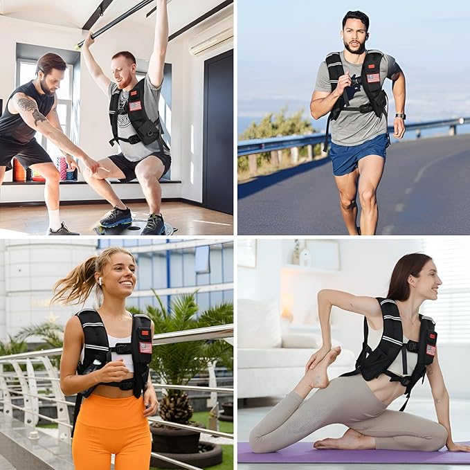 Weighted Vest for Woman and Men, 8lbs/12lbs/16lbs/20lbs/30lbs/40lbs Odorless Adjustable Straps Size Walking Vest,Running Vest with Underarm Buckle, Breathable Mesh Shoulder Pain Relief, Strength Training HIIT