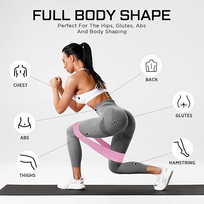 12 Pcs Fabric Resistance Bands for Working Out Booty Workout Stretch Exercise Bands Non Slip for Legs Squat Resistance Loop for Women Men Starter Butt Hip Thigh Fitness