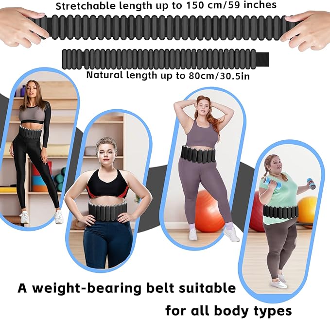 Silicone Adjustable Weighted Belt for Women & Men – DIY Weighted Walking & Exercise Belt with Removable Weights – Gym, Strength Training, Yoga, Hiking – Free Weight Adjustment for Wrist & Ankle