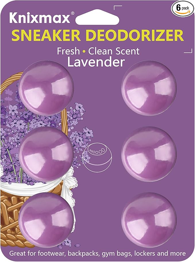 Knixmax Shoe Deodorizer Balls, Boot Deodorizing Shoe Odor Eater Ball Sneaker Deodorants, Gym Bags Lockers Car Air Fresheners, 6 Packs Lavender Purple