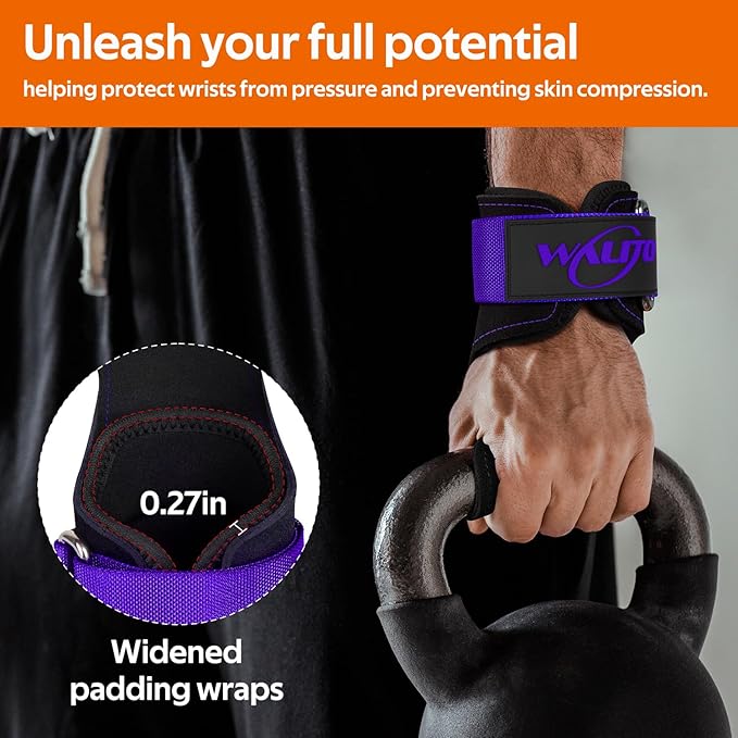 WALITO Weight Lifting Wrist Strap, Double Leather Weightlifting Wrist Straps for Gym Strength Training, Neoprene Padded Wrist Wraps - for Men & Women (Pair)
