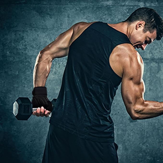 ihuan Breathable Weight Lifting Workout Gym Gloves: Fingerless Exercise Wrist Support | Enhance Palm Protection | Extra Grip for Fitness |Training | Rowing | Pull-ups