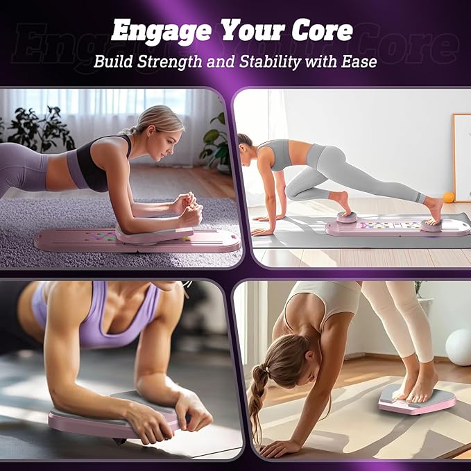 Pilates Board, Pilates Reformer Set, Pilates Machine 15-in-1 Multifunctional Abdominal Board for Home Office Workout, Foldable Portable Pilates Reformer Board for Women