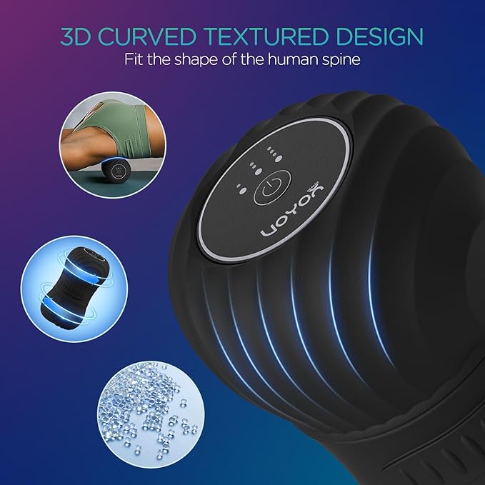 VOYOR-HEALTH Vibrating Peanut Massage Ball Roller, Electric Double Lacrosse Massage Ball with 4 Intensities for Muscle Pain Relief, Rechargeable Deep Tissue Massage, Yoga Sports Fitness MB300 (Black)