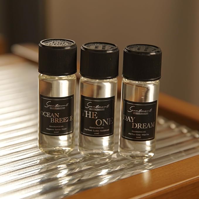 Hotel Diffuser Oil Discovery Kit | Inspired by 1 Hotel® Ritz-Carlton® & Luxury Hotel Scents | Aromatherapy Oils with Notes of Cardamom, Tuscan Leather, and Sandalwood (20ml, Top 3 Scents)