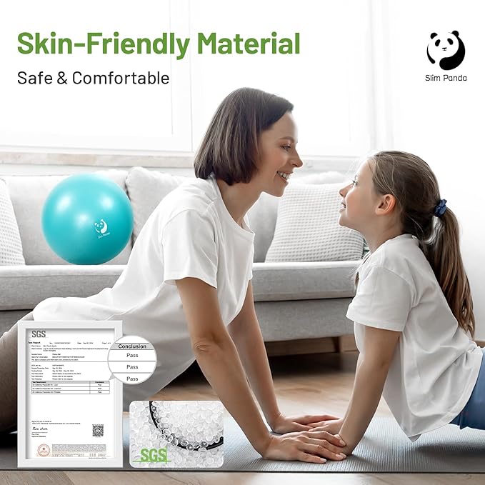 Slim Panda Pilates Ball, 9 Inch Small Exercise Ball, Anti Burst Mini Yoga Ball for Stability, Workout, Barre, Core Strength, Physical Therapy, Balance, Stretching