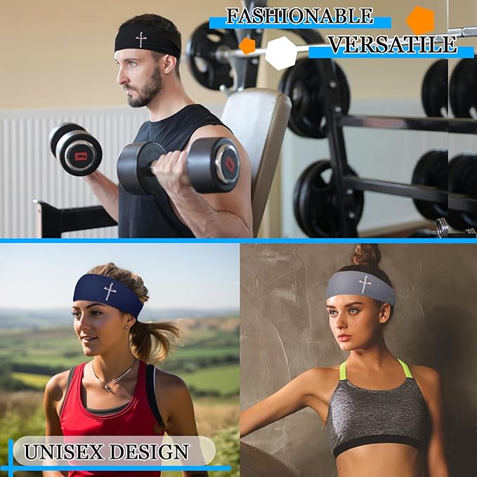 Sports Headbands for Men Sweatbands Sweat Bands Headbands Men 3pcs Workout Cooling Head Bands for Running Hairband for Tennis Football Gym Yoga