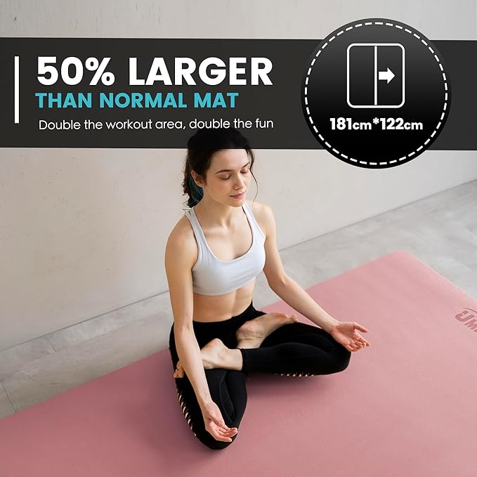 UMINEUX Large Yoga Mat for Men and Women 1/4 & 2/5 Inch Extra Thick TPE Fitness Mat for Home Gym Workout, Non-Slip, Eco Friendly Exercise Mat for Yoga, Pilates, Stretching, Meditation