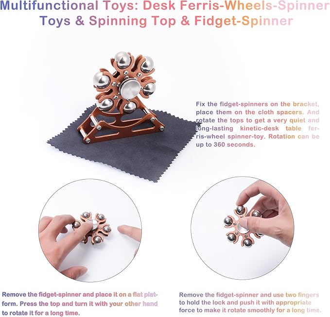 Desk-Toys for Fidget Ferris-Wheel-Spinner: 4mins Kinetic-Spinning Cool-Gadgets, Cool-Stuff Thing Toy for Office School Home Man Women Christmas, Stress-Relief Game Gifts for Adult Teen Children Kid