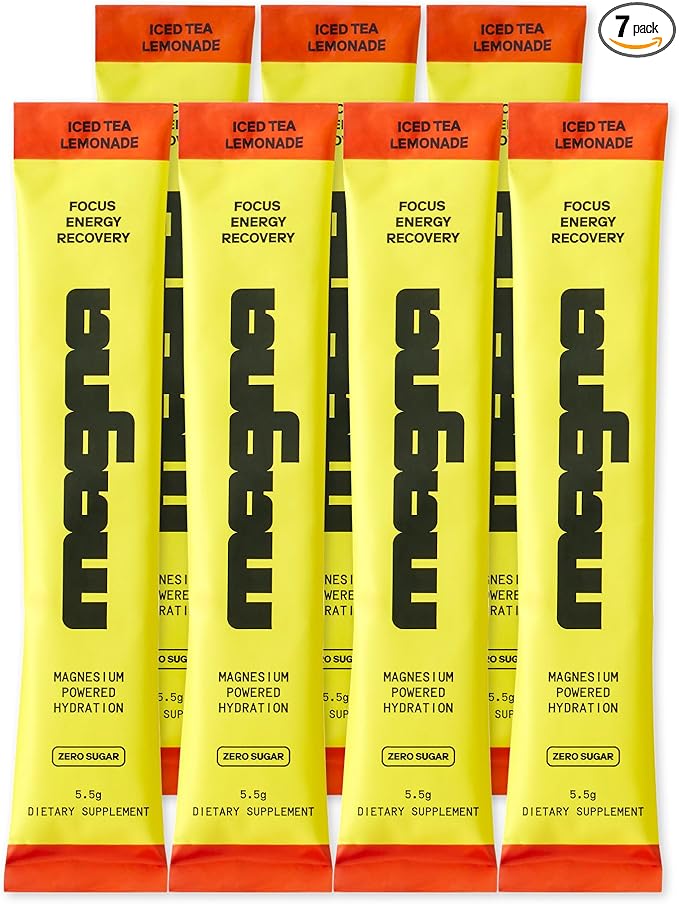 MAGNA Electrolyte Powder Drink Mix for Hydration, Energy & Focus Support with Magnesium L Threonate, Sodium, Potassium, Vitamin D, B6 & B12, Sugar Free, Tea Lemonade Flavor, 7 Servings
