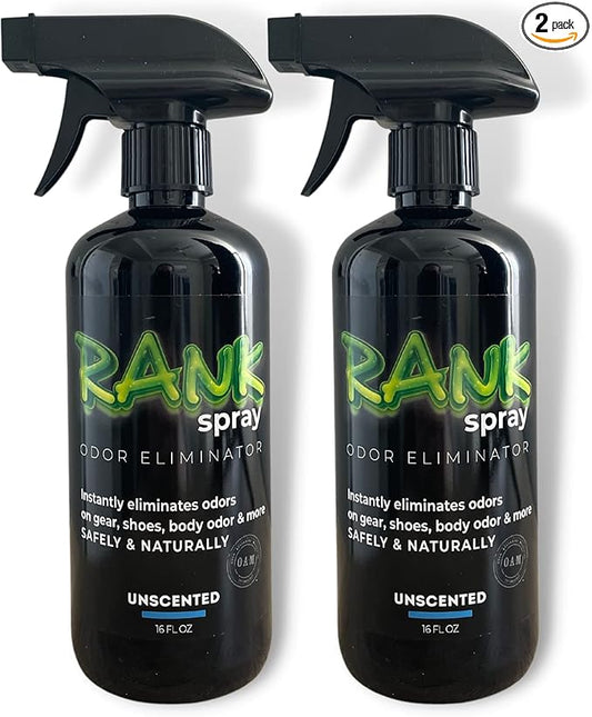 Sports Odor Eliminator: Banish Body & Sweat Odor From Sports Gear, Yoga Mats, Gym Bag, Shoes, Helmets, Cleats, etc! Safe Boxing Glove Spray & Hat Deodorizer - 2 16 oz Unscented Bottles