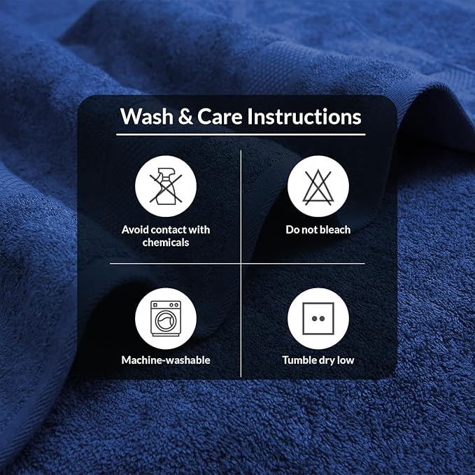 Infinitee Xclusives Luxury 100% Ring-Spun Cotton Bath Towels Set of 4 (27x54 inches) – Soft, Absorbent & Quick-Drying Towels for Bathroom, Gym, Spa & Hotel Use (Tranquil Navy, Bath Towels)