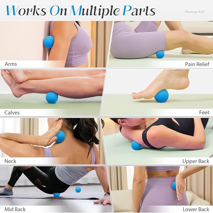 Massage Lacrosse Balls for Myofascial Release,Yoga Deep Tissue Massage,Trigger Point Therapy and Foot Plantar Fasciitis,Muscle Soreness Massager Ball (2 Packs) (Blue)