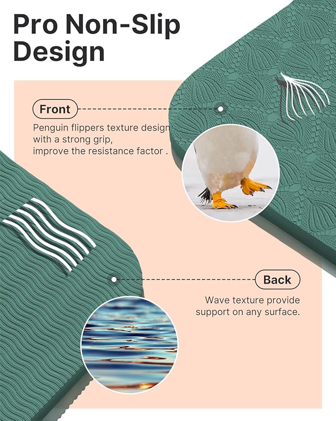 YOTTOY Yoga Mat, 72"x 32"x1/3" Extra Wide Non-Slip Exercise Fitness Yoga Mats,Eco-Friendly TPE Exercise Mats for Women Men Home Workout with Strap Bag