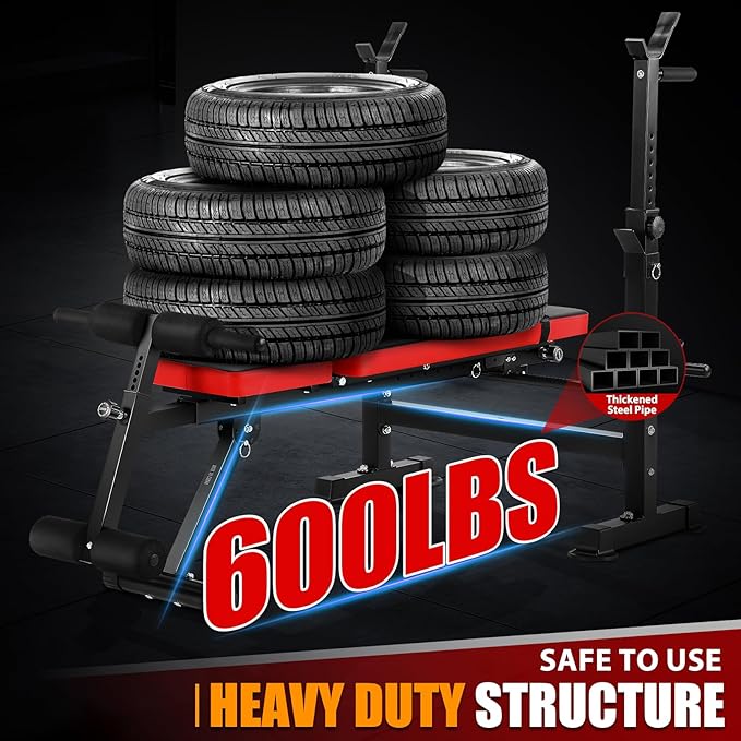 OPPSDECOR 6 in 1 660lbs Weight Bench with Leg Extension and Leg Curl, Foldable Bench Press Set and Squat Barbell Rack with Preacher Curl, Adjustable Workout Bench for Home Gym Strength Training PXZXYX1