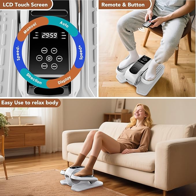 Under Desk Elliptical Exercise Machine, Mini Elliptical Leg Exerciser As Seen on TV, Electric Pedal Exerciser While Sitting for Seniors Adults, Elliptical Training Machines for Fitness with 12 Modes