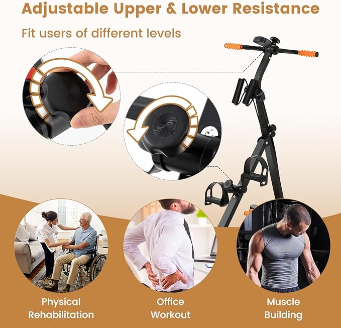 Pedal Exerciser Bike for Seniors, Hand Arm Leg Knee Physical Therapy Exercise Bike with Monitor, Indoor Adjustable Fitness Equipment for Rehabilitation Recovery