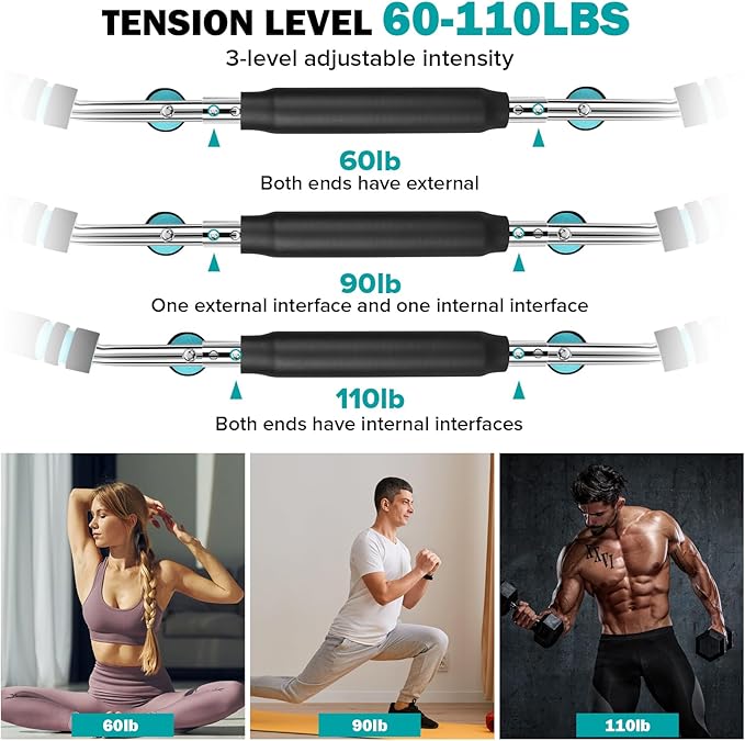 Twister Arm Exerciser 60-110lb Home Fitness Equipment Men's Strength Training Adjustable Spring Exercise Bar Chest Workout Equipment(Suitable for Stronger Men)