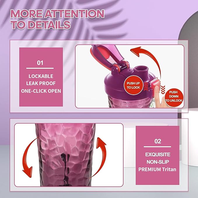 Electric Protein Shaker Bottle, Lockable Electric Blender Cup, 24oz Tritan USB Rechargeable Mixer, Portable Blender Shaker Cups for Protein Shakes for Women Men, Purple