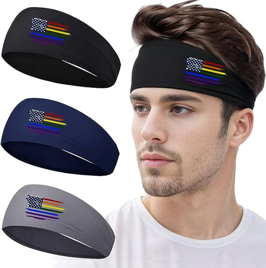 Sports Headbands for Men Sweatbands Sweat Bands Headbands Men 3pcs Workout Cooling Head Bands for Running Hairband for Tennis Football Gym Yoga
