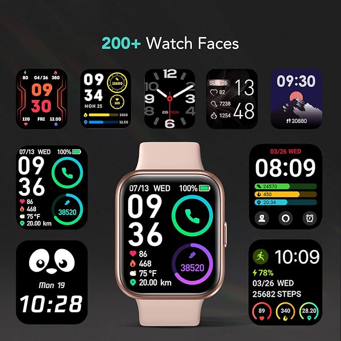 SKG Smart Watch for Men Women Android iPhone, with Alexa Built-in & Bluetooth Call(Answer/Make Call) 1.69" Fitness Tracker with IP68 Waterproof, 60+ Sports, Heart Rate SpO2 Monitor, V7 Pro