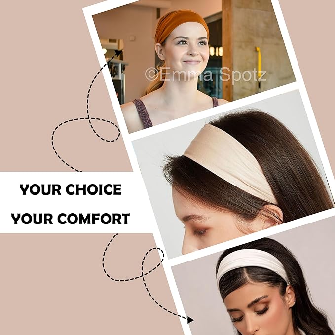 LOTUS78, Pack of 6 Wide Headbands for Women Non Slip, Fashionable Sports Hair Bands for Women's Hair, Soft Elastic Stretchy Head bands, Yoga Workout Headbands for Women Daily Fashion(Luxe)