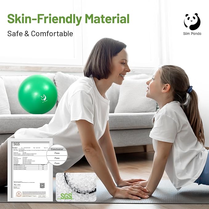 Slim Panda Pilates Ball, 9 Inch Small Exercise Ball, Anti Burst Mini Yoga Ball for Stability, Workout, Barre, Core Strength, Physical Therapy, Balance, Stretching