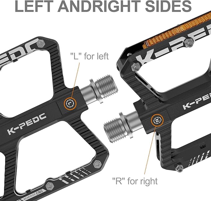 Mountain Bike Pedals MTB Pedals,Bicycle Pedals with Reflectors,Aluminum 9/16" 3 Sealed Bearing Lightweight Platform for Mountain Bike, BMX, Road Bike Pedals