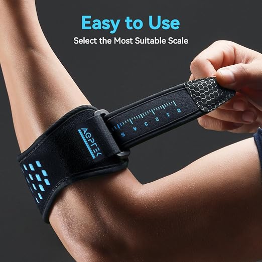 AGPTEK 3D Air Cushion Elbow Brace for Tendonitis and Tennis Elbow Pain Relief, Golfers Elbow Support Strap Counterforce Arm Band Epicondylitis Clasp with Compression Pad for Men & Women, 1 Pack